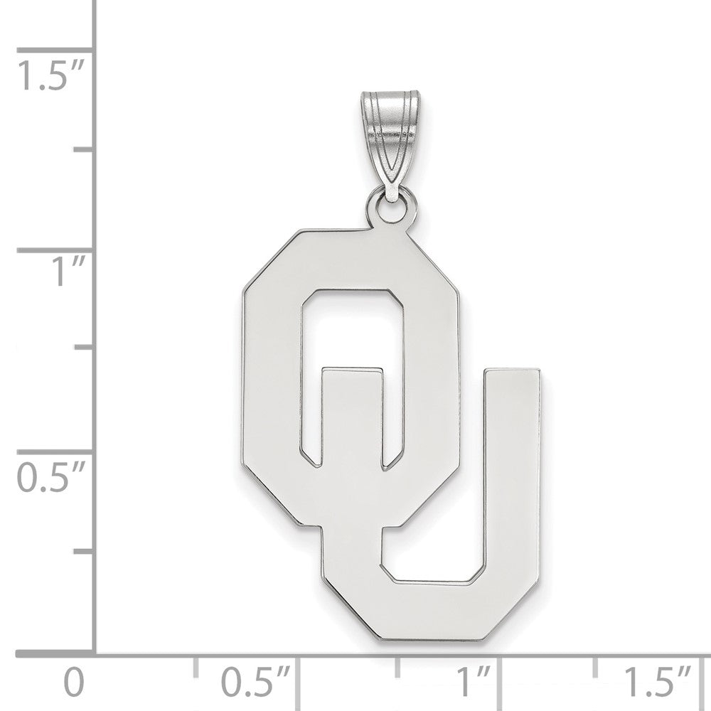Sterling Silver Rhodium-plated LogoArt University of Oklahoma O-U Extra Large Pendant