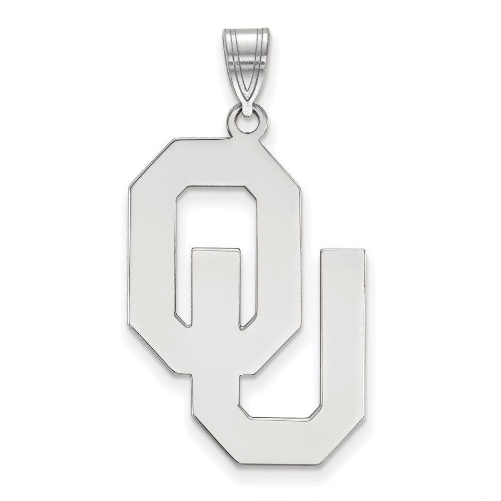 10k White Gold LogoArt University of Oklahoma O-U Extra Large Pendant