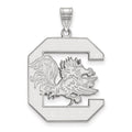 Sterling Silver Rhodium-plated LogoArt University of South Carolina Extra Large Pendant