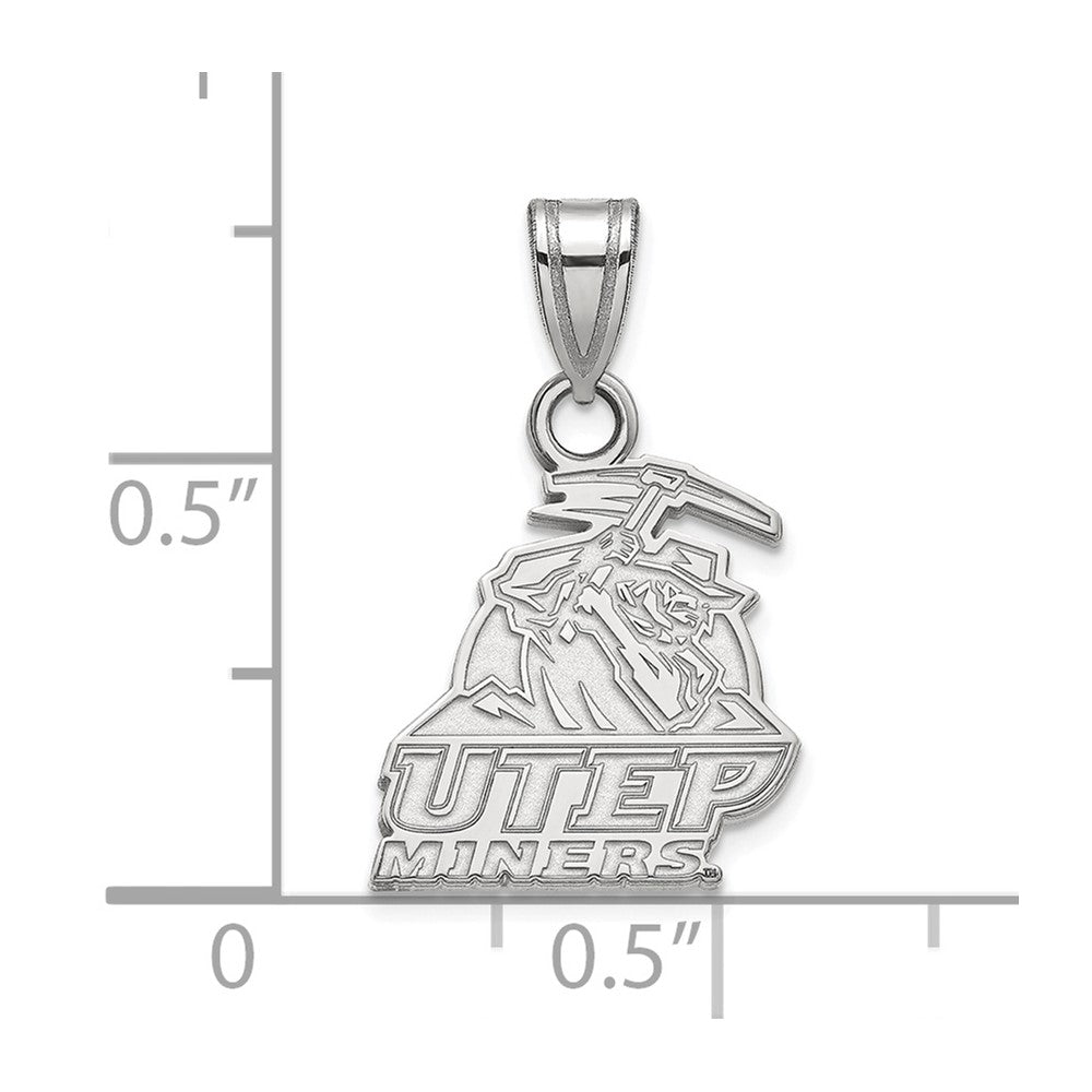 14k White Gold LogoArt University of Texas at El Paso Miners Small Pendant