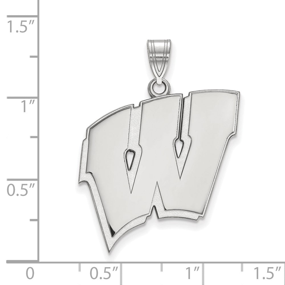 10k White Gold LogoArt University of Wisconsin Letter W Extra Large Pendant