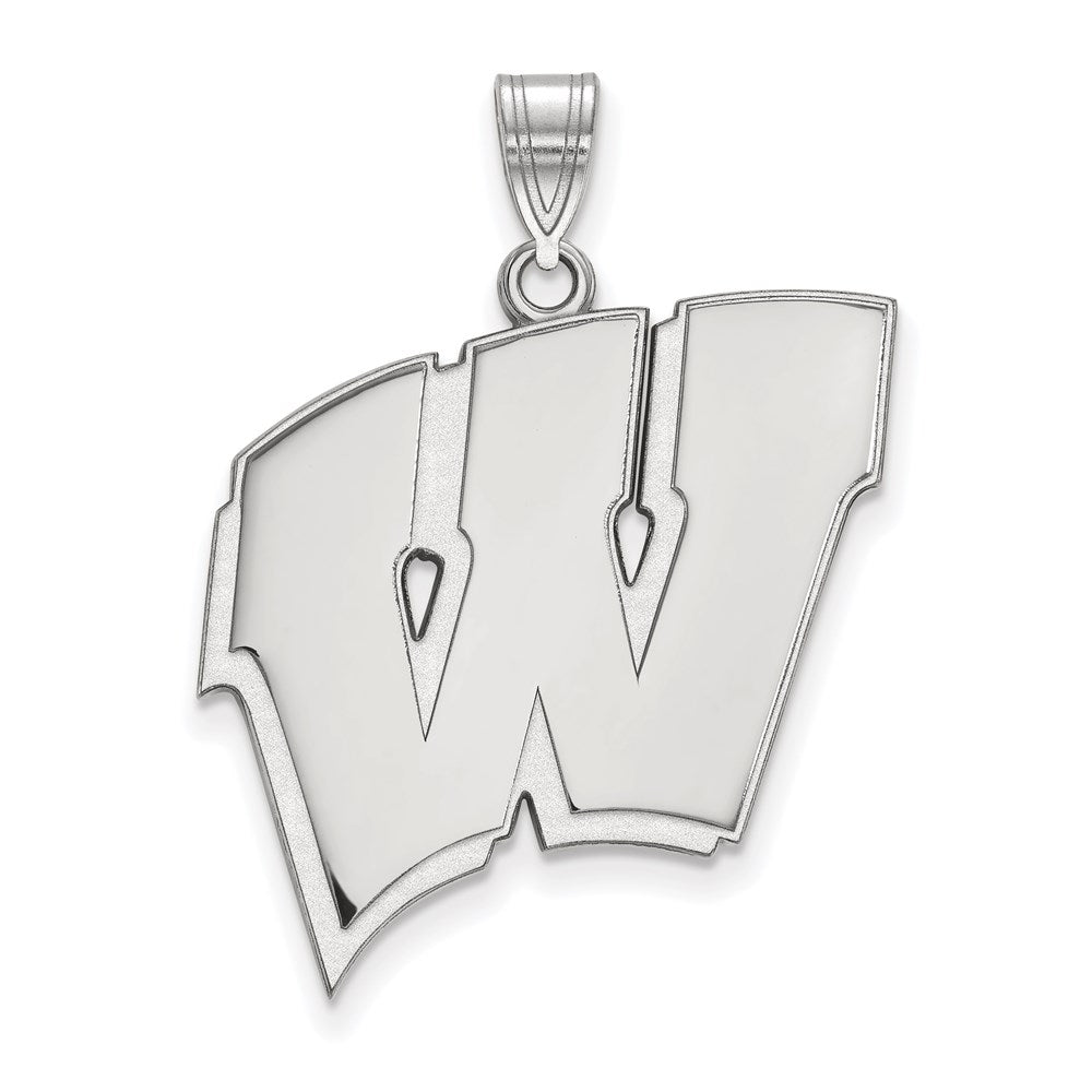 Sterling Silver Rhodium-plated LogoArt University of Wisconsin Letter W Extra Large Pendant