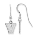 Sterling Silver Rhodium-plated LogoArt Villanova University Letter V Extra Small Dangle Wire Earrings