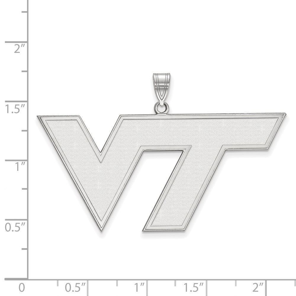 Sterling Silver Rhodium-plated LogoArt Virginia Tech V-T Extra Large Pendant