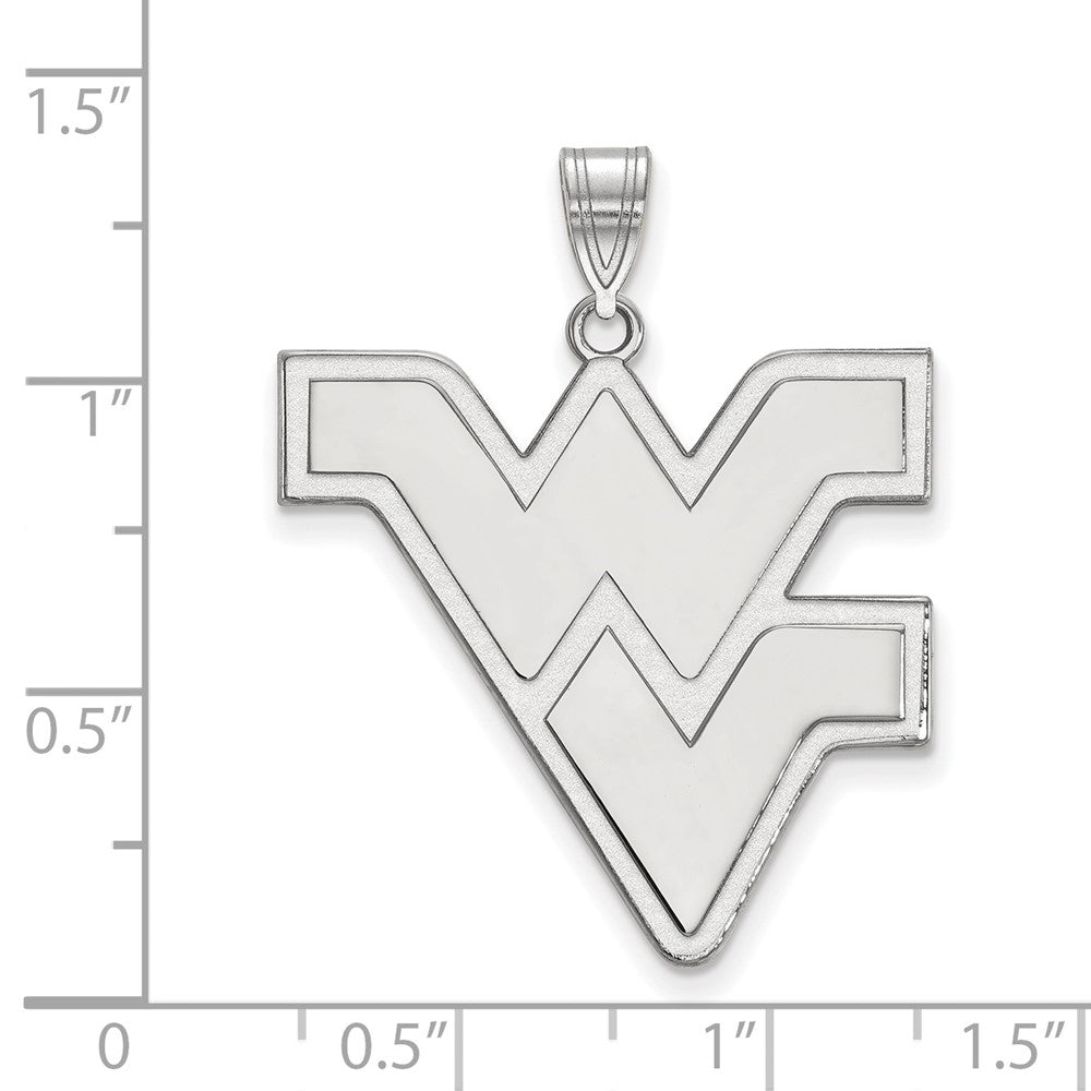 Sterling Silver Rhodium-plated LogoArt West Virginia University W-V Extra Large Pendant