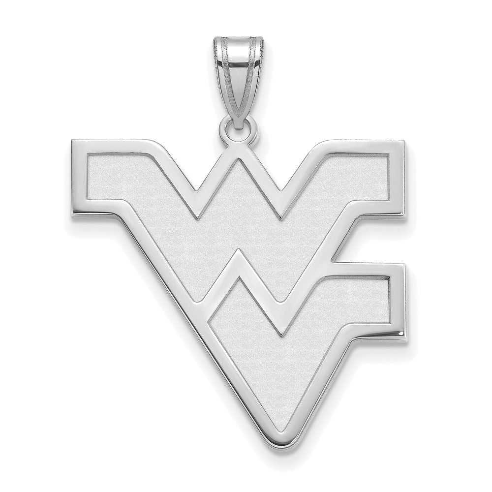 Sterling Silver Rhodium-plated LogoArt West Virginia University W-V Extra Large Pendant