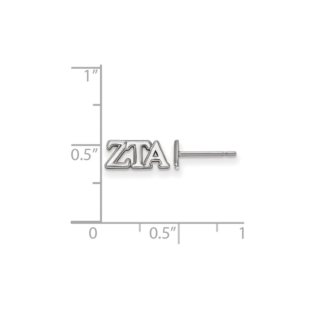 Sterling Silver Rhodium-plated LogoArt Zeta Tau Alpha Sorority Greek Letters Extra Small Post Earrings