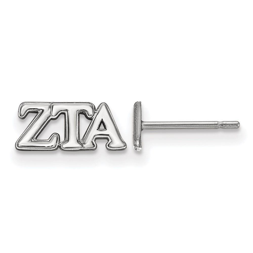 Sterling Silver Rhodium-plated LogoArt Zeta Tau Alpha Sorority Greek Letters Extra Small Post Earrings