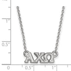 Sterling Silver Rhodium-plated LogoArt Alpha Chi Omega Sorority Greek Letters Extra Small Pendant 18 inch Necklace