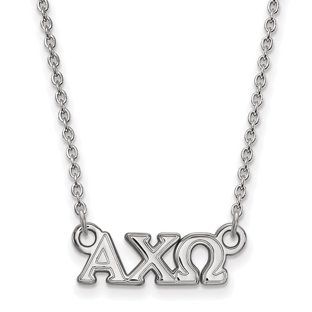 Sterling Silver Rhodium-plated LogoArt Alpha Chi Omega Sorority Greek Letters Extra Small Pendant 18 inch Necklace