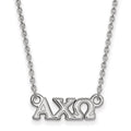 Sterling Silver Rhodium-plated LogoArt Alpha Chi Omega Sorority Greek Letters Extra Small Pendant 18 inch Necklace