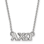 Sterling Silver Rhodium-plated LogoArt Alpha Chi Omega Sorority Greek Letters Extra Small Pendant 18 inch Necklace