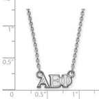 Sterling Silver Rhodium-plated LogoArt Alpha Epsilon Phi Sorority Greek Letters Extra Small Pendant 18 inch Necklace