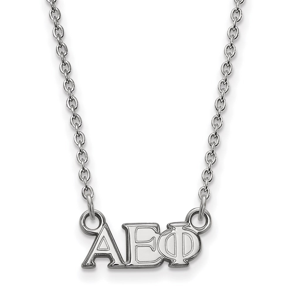 Sterling Silver Rhodium-plated LogoArt Alpha Epsilon Phi Sorority Greek Letters Extra Small Pendant 18 inch Necklace