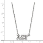 Sterling Silver Rhodium-plated LogoArt Alpha Sigma Tau Sorority Greek Letters Extra Small Pendant 18 inch Necklace