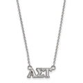 Sterling Silver Rhodium-plated LogoArt Alpha Sigma Tau Sorority Greek Letters Extra Small Pendant 18 inch Necklace