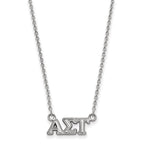 Sterling Silver Rhodium-plated LogoArt Alpha Sigma Tau Sorority Greek Letters Extra Small Pendant 18 inch Necklace