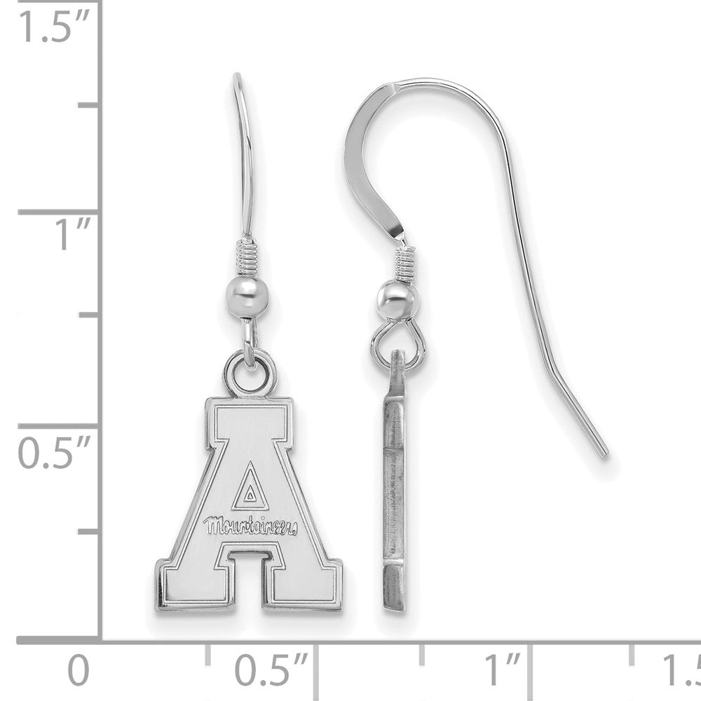 Sterling Silver Rhodium-plated LogoArt Appalachian State University Small Dangle Wire Earrings