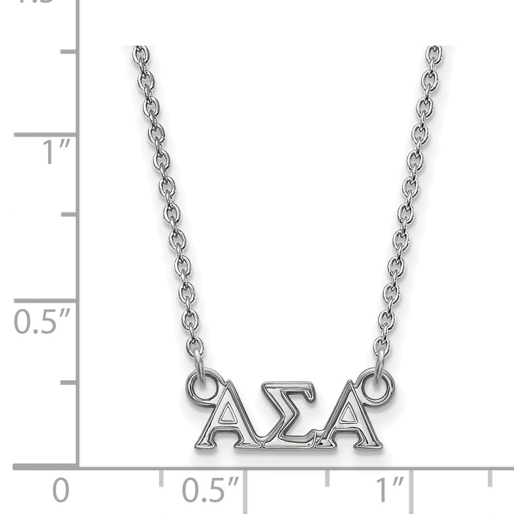Sterling Silver Rhodium-plated LogoArt Alpha Sigma Alpha Sorority Greek Letters Extra Small Pendant 18 inch Necklace