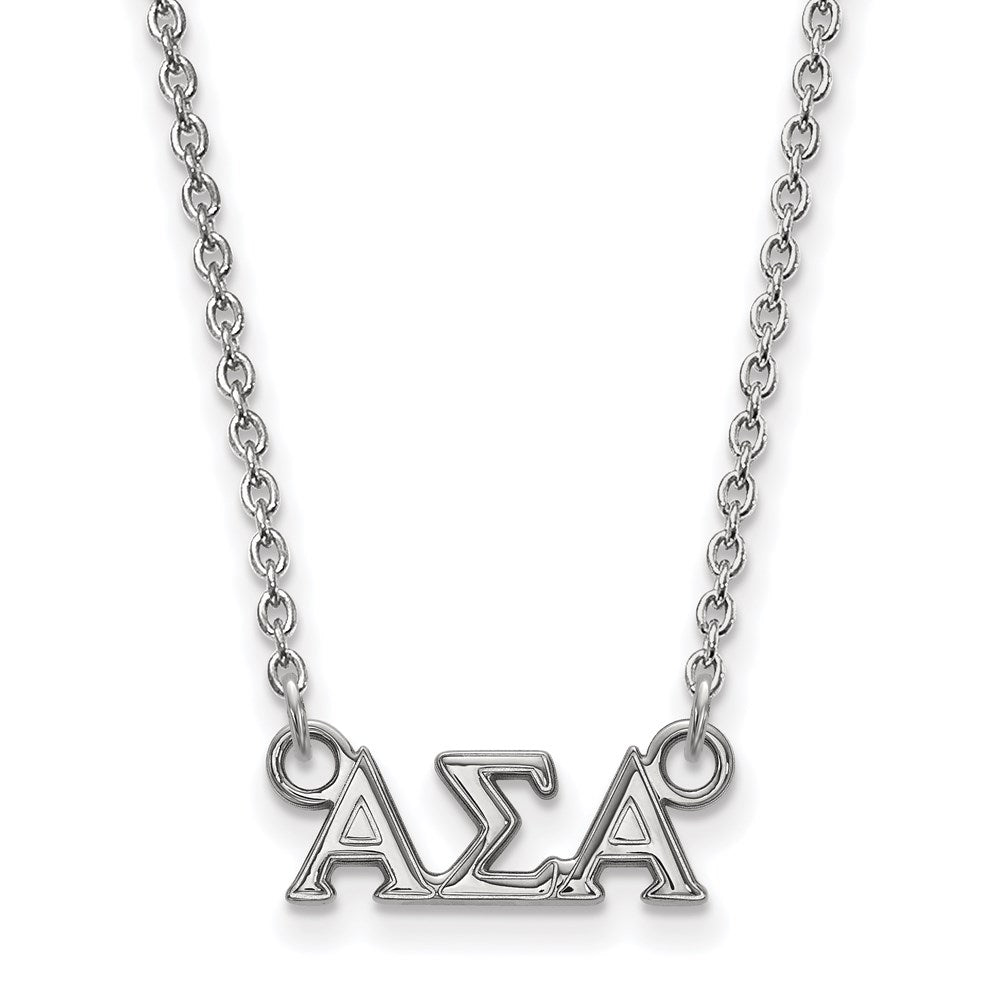 Sterling Silver Rhodium-plated LogoArt Alpha Sigma Alpha Sorority Greek Letters Extra Small Pendant 18 inch Necklace