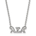 Sterling Silver Rhodium-plated LogoArt Alpha Sigma Alpha Sorority Greek Letters Extra Small Pendant 18 inch Necklace