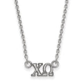 Sterling Silver Rhodium-plated LogoArt Chi Omega Sorority Greek Letters Extra Small Pendant 18 inch Necklace