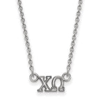 Sterling Silver Rhodium-plated LogoArt Chi Omega Sorority Greek Letters Extra Small Pendant 18 inch Necklace