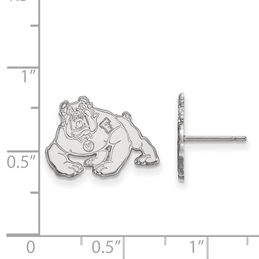 14k White Gold LogoArt California State University Fresno Bulldog Small Post Earrings