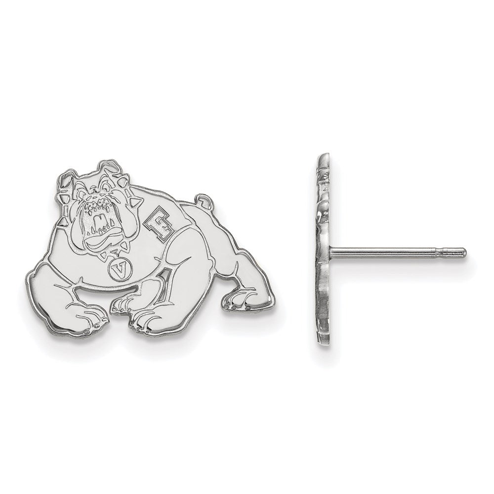 14k White Gold LogoArt California State University Fresno Bulldog Small Post Earrings