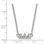 Sterling Silver Rhodium-plated LogoArt Delta Delta Delta Sorority Greek Letters Extra Small Pendant 18 inch Necklace