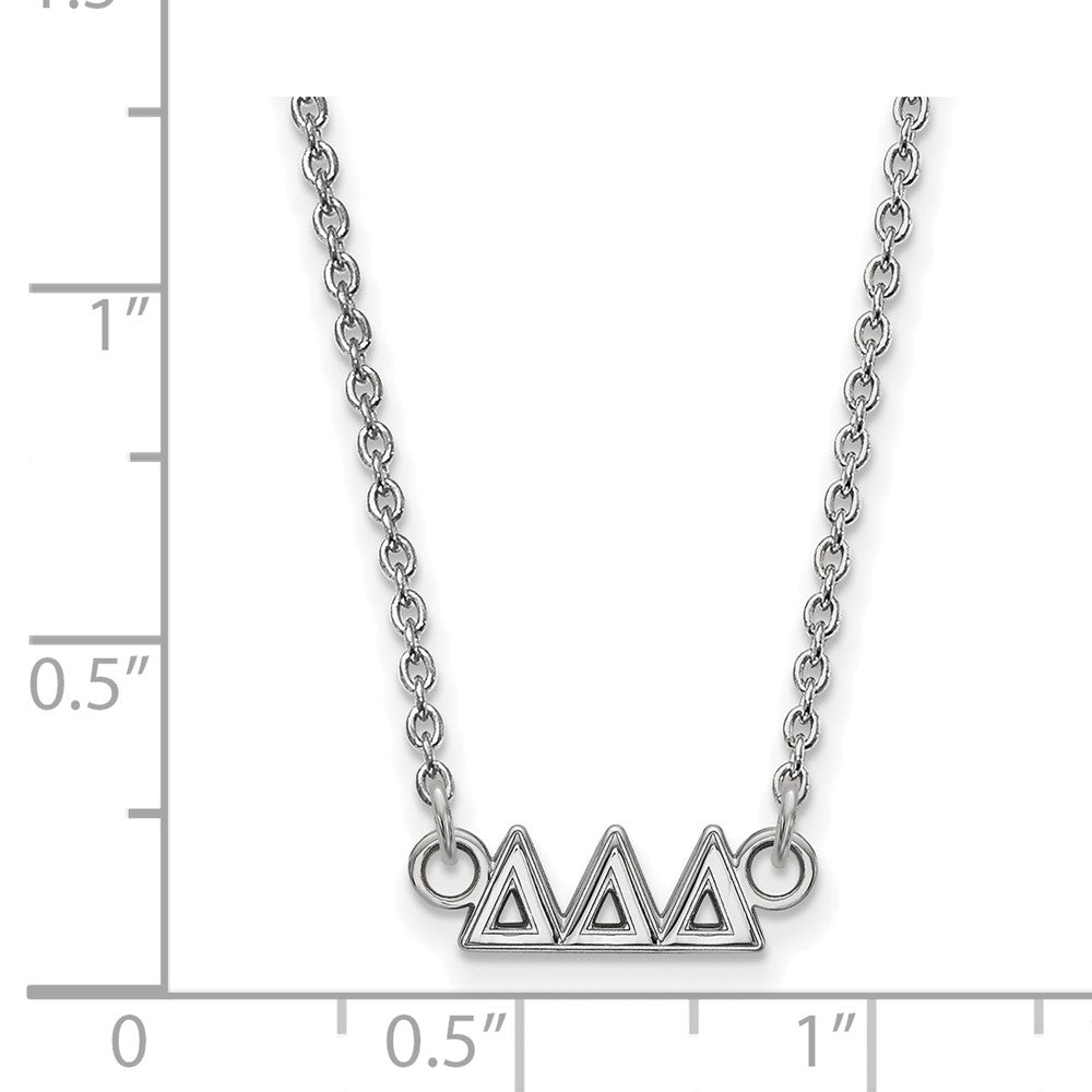 Sterling Silver Rhodium-plated LogoArt Delta Delta Delta Sorority Greek Letters Extra Small Pendant 18 inch Necklace
