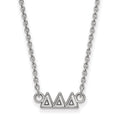 Sterling Silver Rhodium-plated LogoArt Delta Delta Delta Sorority Greek Letters Extra Small Pendant 18 inch Necklace
