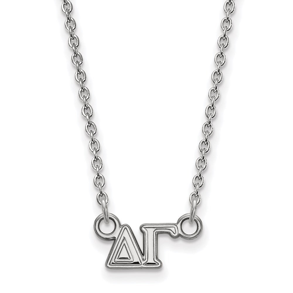 Sterling Silver Rhodium-plated LogoArt Delta Gamma Sorority Greek Letters Extra Small Pendant 18 inch Necklace