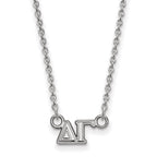 Sterling Silver Rhodium-plated LogoArt Delta Gamma Sorority Greek Letters Extra Small Pendant 18 inch Necklace