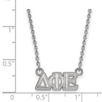 Sterling Silver Rhodium-plated LogoArt Delta Phi Epsilon Sorority Greek Letters Extra Small Pendant 18 inch Necklace