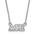 Sterling Silver Rhodium-plated LogoArt Delta Phi Epsilon Sorority Greek Letters Extra Small Pendant 18 inch Necklace