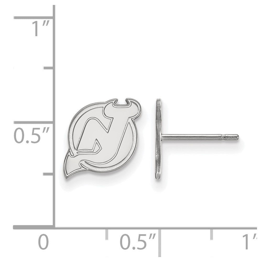 Sterling Silver Rhodium-plated NHL LogoArt New Jersey Devils Extra Small Post Earrings