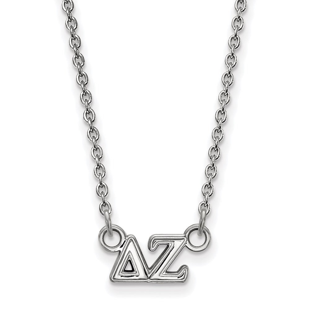 Sterling Silver Rhodium-plated LogoArt Delta Zeta Sorority Greek Letters Extra Small Pendant 18 inch Necklace