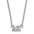 Sterling Silver Rhodium-plated LogoArt Delta Zeta Sorority Greek Letters Extra Small Pendant 18 inch Necklace