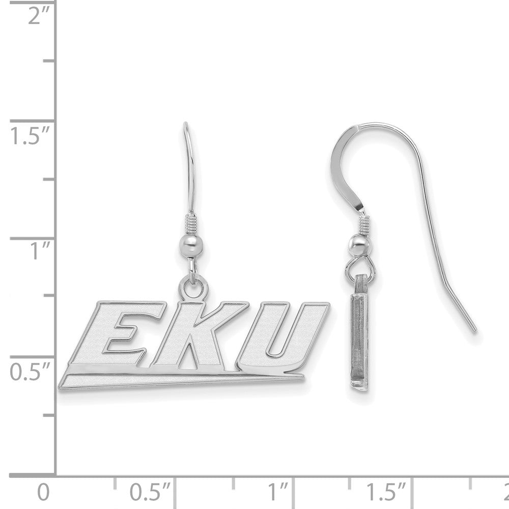 Sterling Silver Rhodium-plated LogoArt Eastern Kentucky University E-K-U Small Dangle Earrings