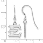 Sterling Silver Rhodium-plated LogoArt East Tennessee State University Letter E Small Dangle Wire Earrings