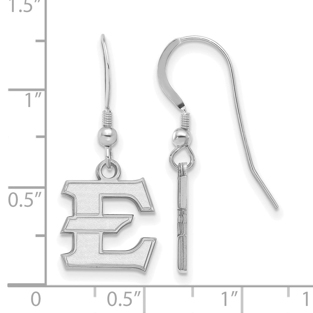 Sterling Silver Rhodium-plated LogoArt East Tennessee State University Letter E Small Dangle Wire Earrings