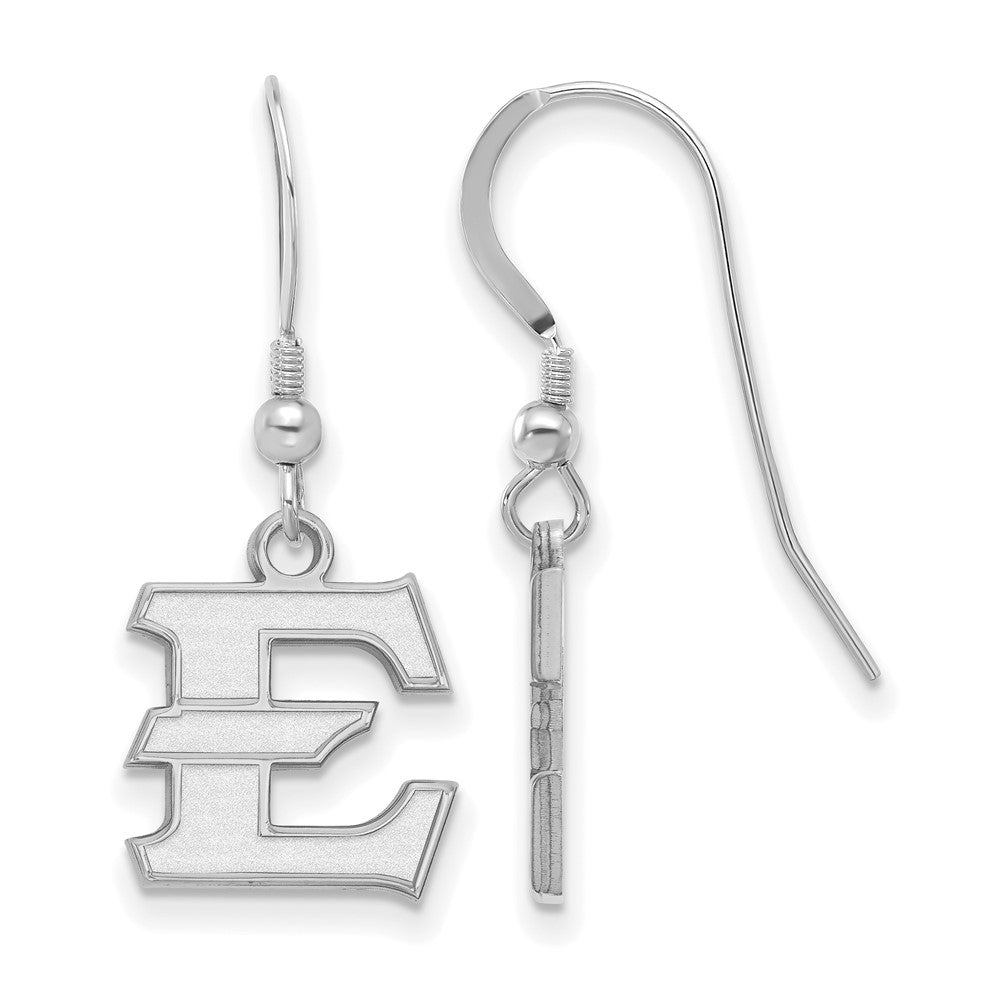 Sterling Silver Rhodium-plated LogoArt East Tennessee State University Letter E Small Dangle Wire Earrings