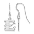 Sterling Silver Rhodium-plated LogoArt East Tennessee State University Letter E Small Dangle Wire Earrings