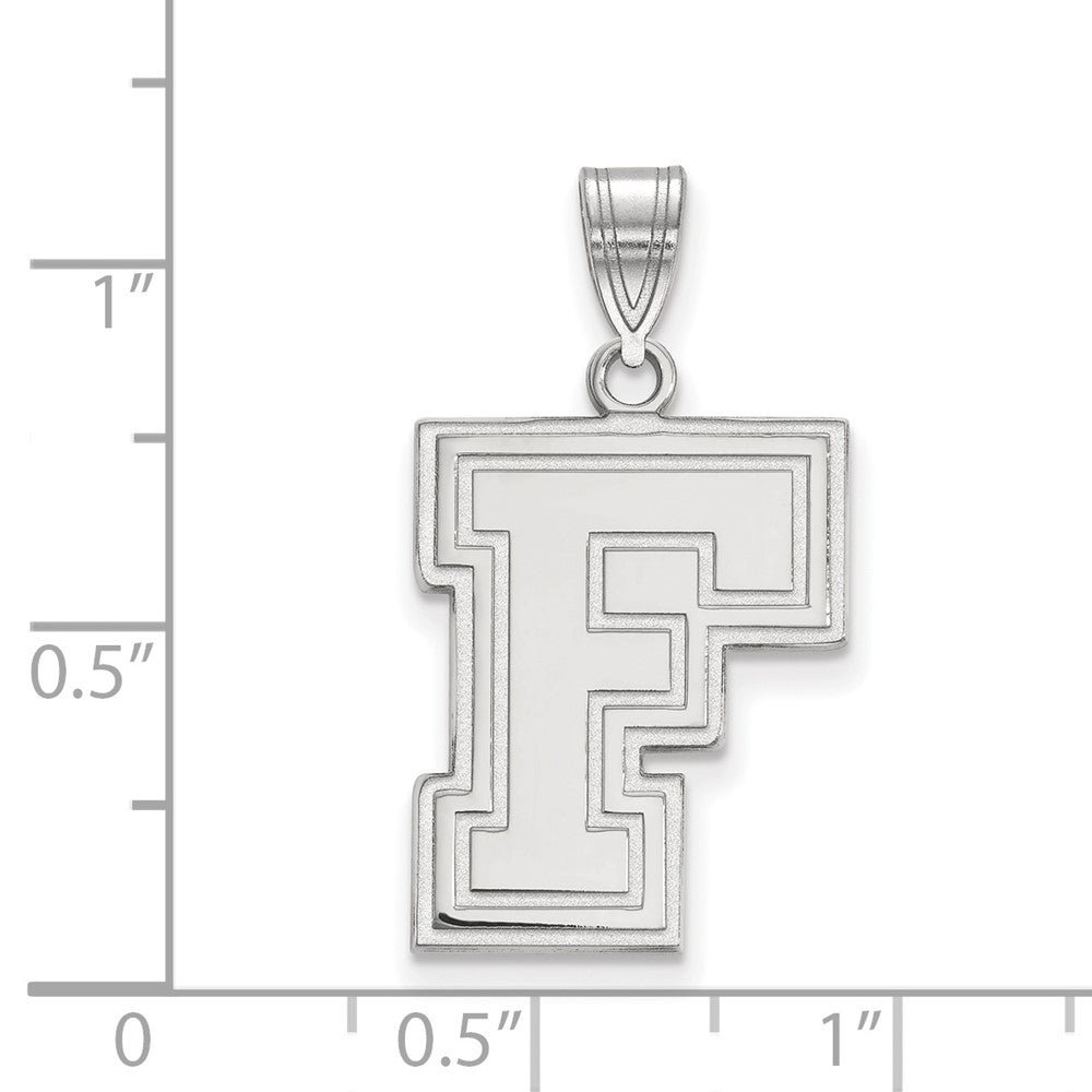 14k White Gold LogoArt Fordham University Letter F Large Pendant
