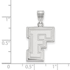 Sterling Silver Rhodium-plated LogoArt Fordham University Letter F Large Pendant