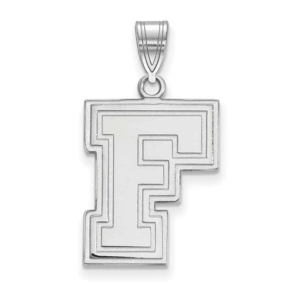 14k White Gold LogoArt Fordham University Letter F Large Pendant