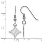 Sterling Silver Rhodium-plated LogoArt Furman University Small Dangle Wire Earrings