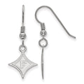 Sterling Silver Rhodium-plated LogoArt Furman University Small Dangle Wire Earrings