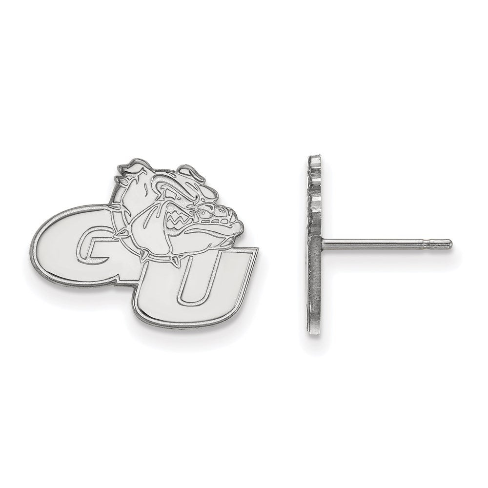 Sterling Silver Rhodium-plated LogoArt Gonzaga University G-U Bulldog Small Post Earrings